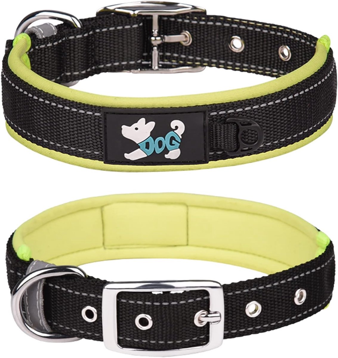 Hondenhalsband M - Neopreen Gevoerd - Reflecterend - Verstelbaar voor Grote Honden - ShopVlot