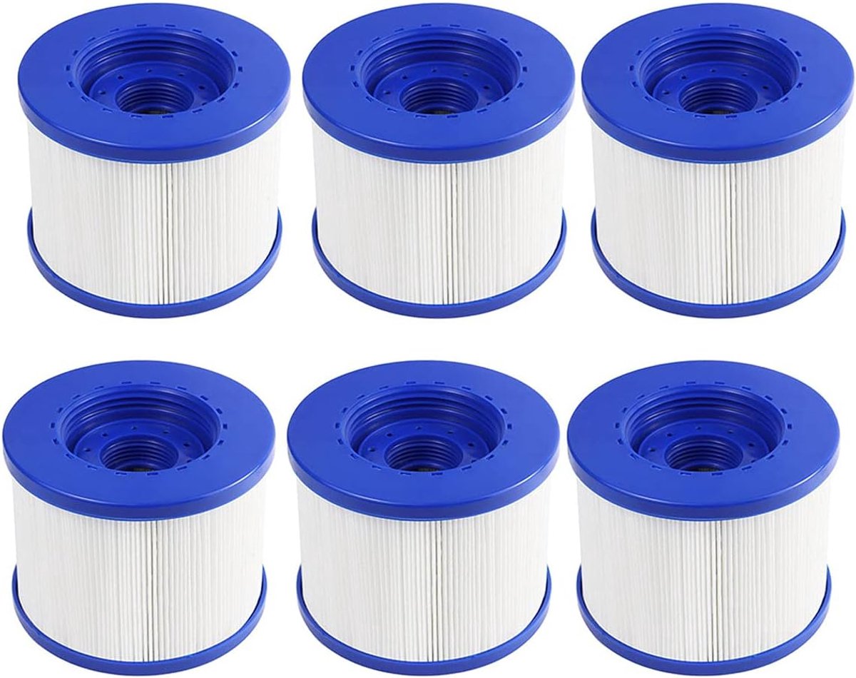 SnelShoppen - Pack van 6 Vervangende Poolfilters voor Hot Tub en Spa - 104mm PET + Fleece - Compatibel met Diverse Merken - Ideaal voor Tuin en Buiten