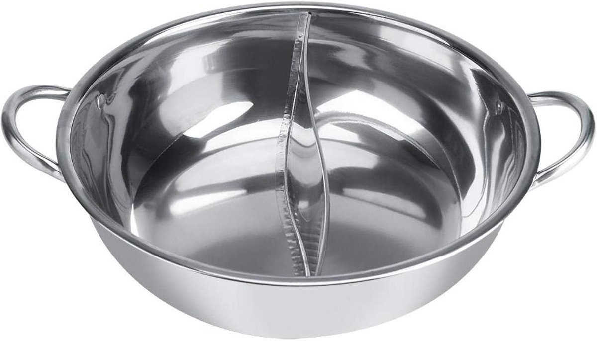 SnelShoppen - Divided Hot Pot - Dubbele Smaakpan 27/29/31/34cm Dikke RVS Voor Inductie Kookplaat, Perfect Voor Feesten en Gezellige Avonden