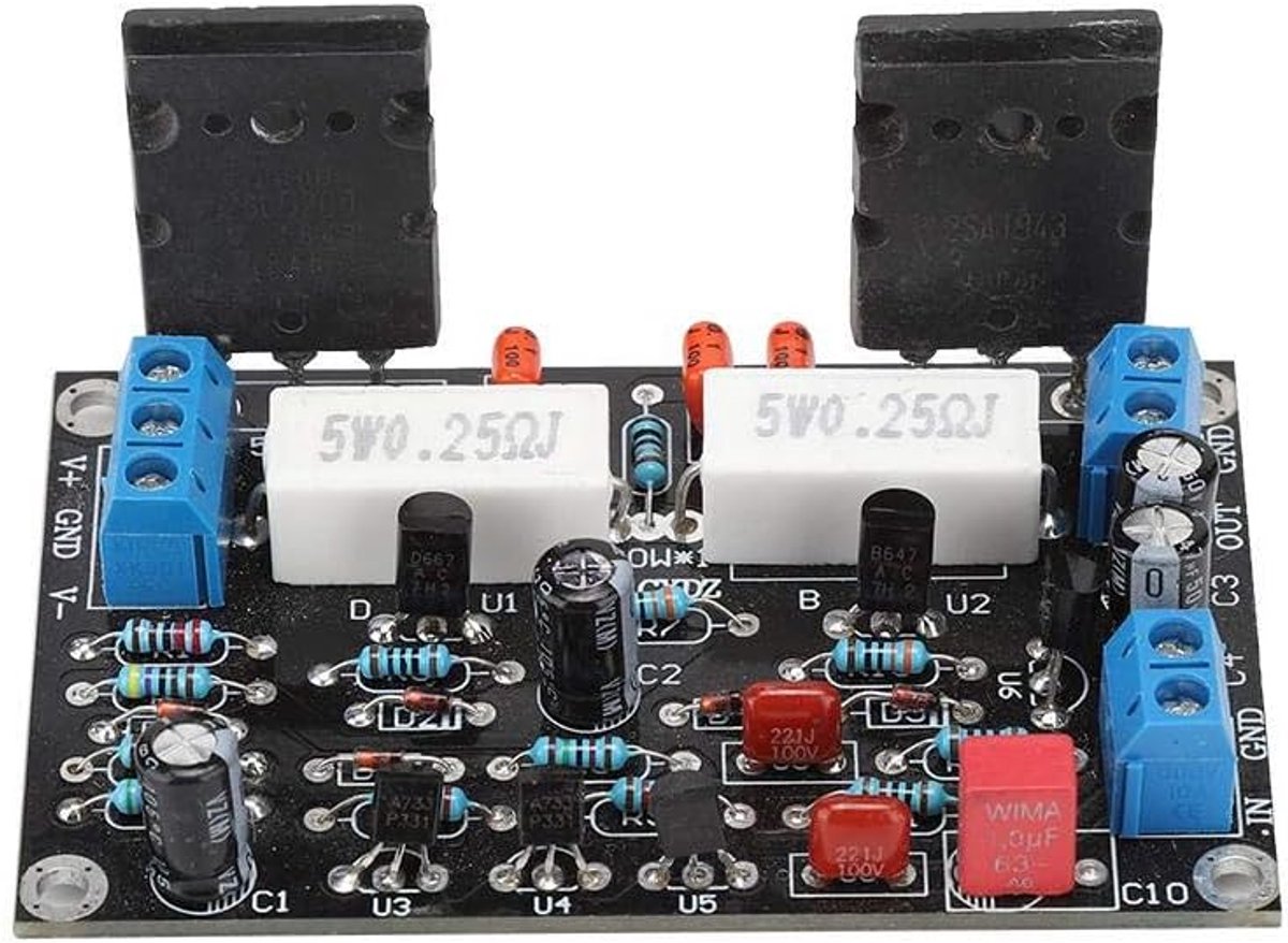 SnelShoppen - 2SC5200 + 2SA1943 Digitale Audio Stereo Versterker Plaat 100W voor Geluidsinstallatie met Speaker Bescherming