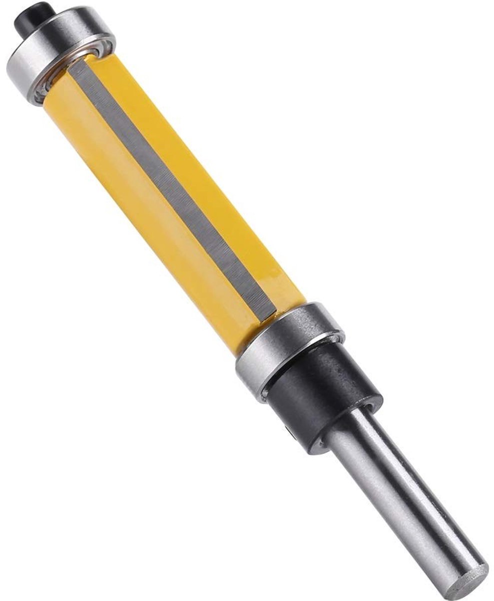 Precisie Frees voor Houtbewerking - 1/4 Inch Schacht, Vlak Trim Frees met Boven- en Onderlager, 1-1/2 Inch Hoog, Ideaal voor Meubelmakerij en DIY Projecten