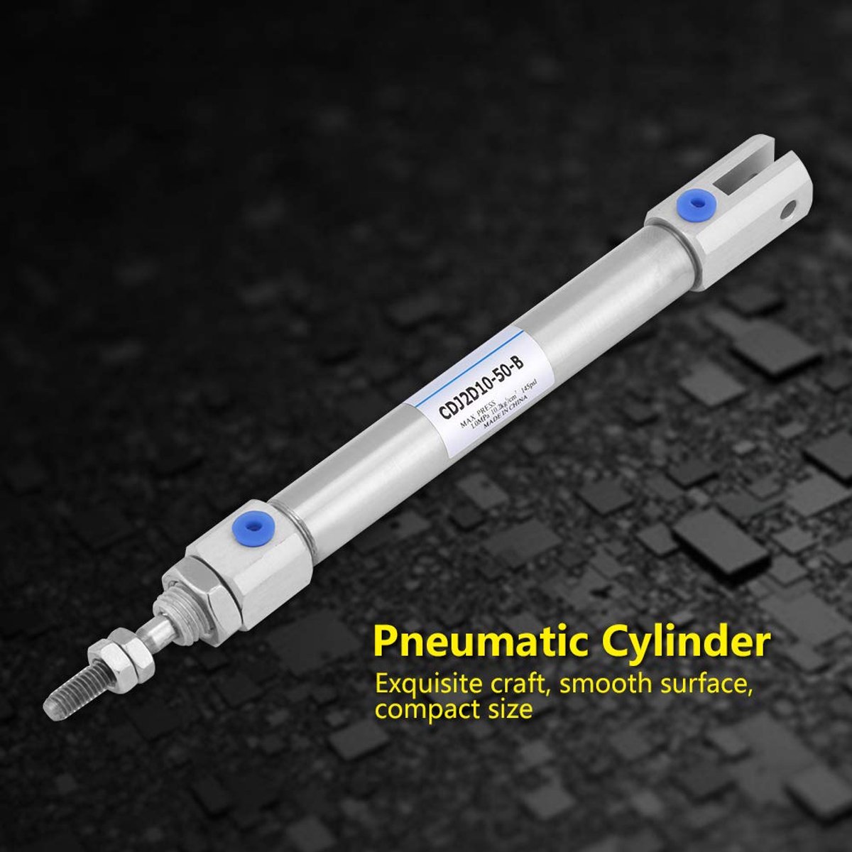 SnelShoppen - Mini Pneumatisch Cilinder, RVS, Dubbele Actie, 10 mm, Diameter 50 mm, Voor Mechanische Toepassingen, Vocht- en Corrosiebestendig