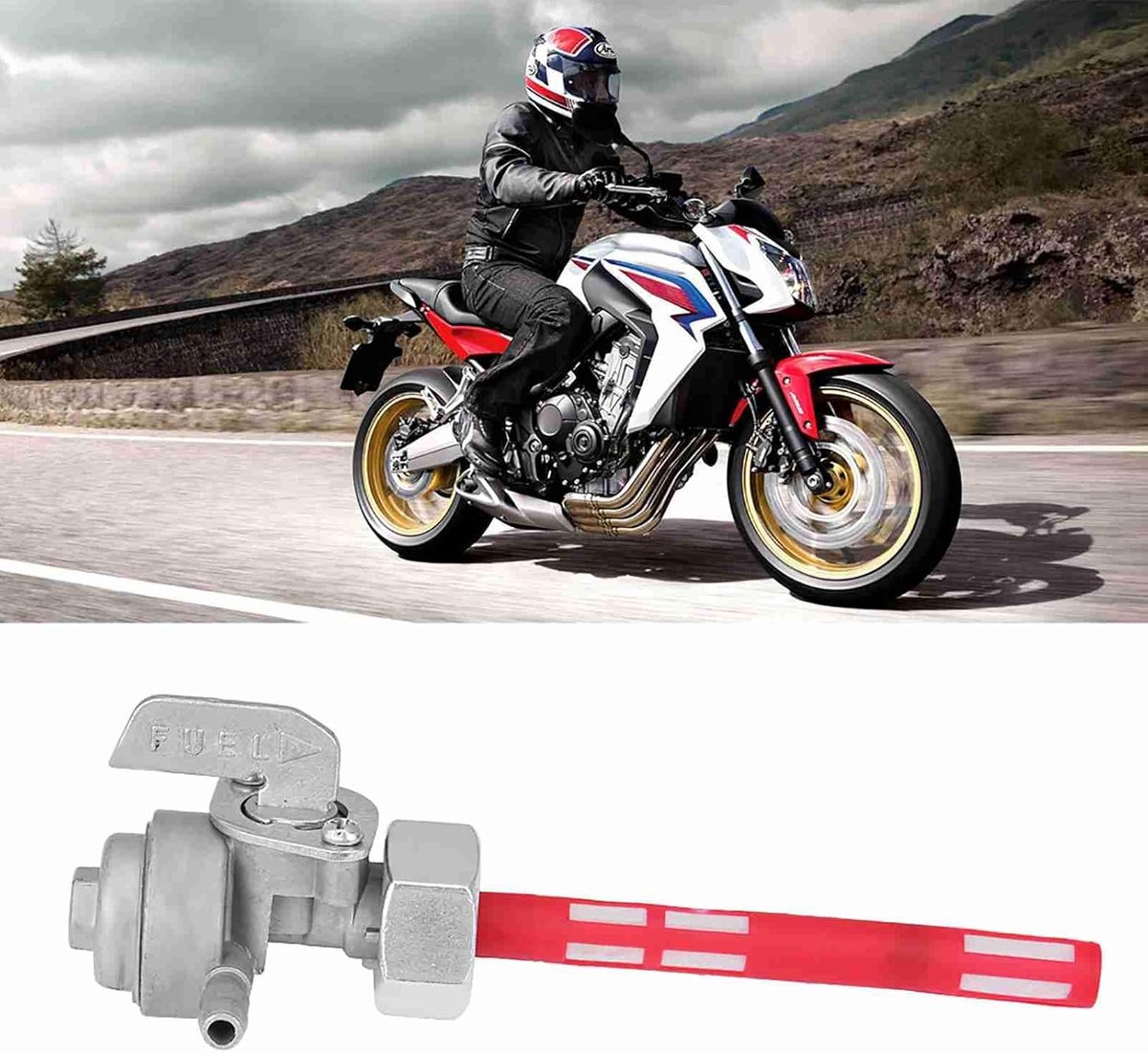 SnelShoppen - Brandstoftank Kraan Ventiel, Aluminium Schakelventiel voor Moto's zoals CB350, CB400, CB750, CB900, CX500, CX500C, CX500D