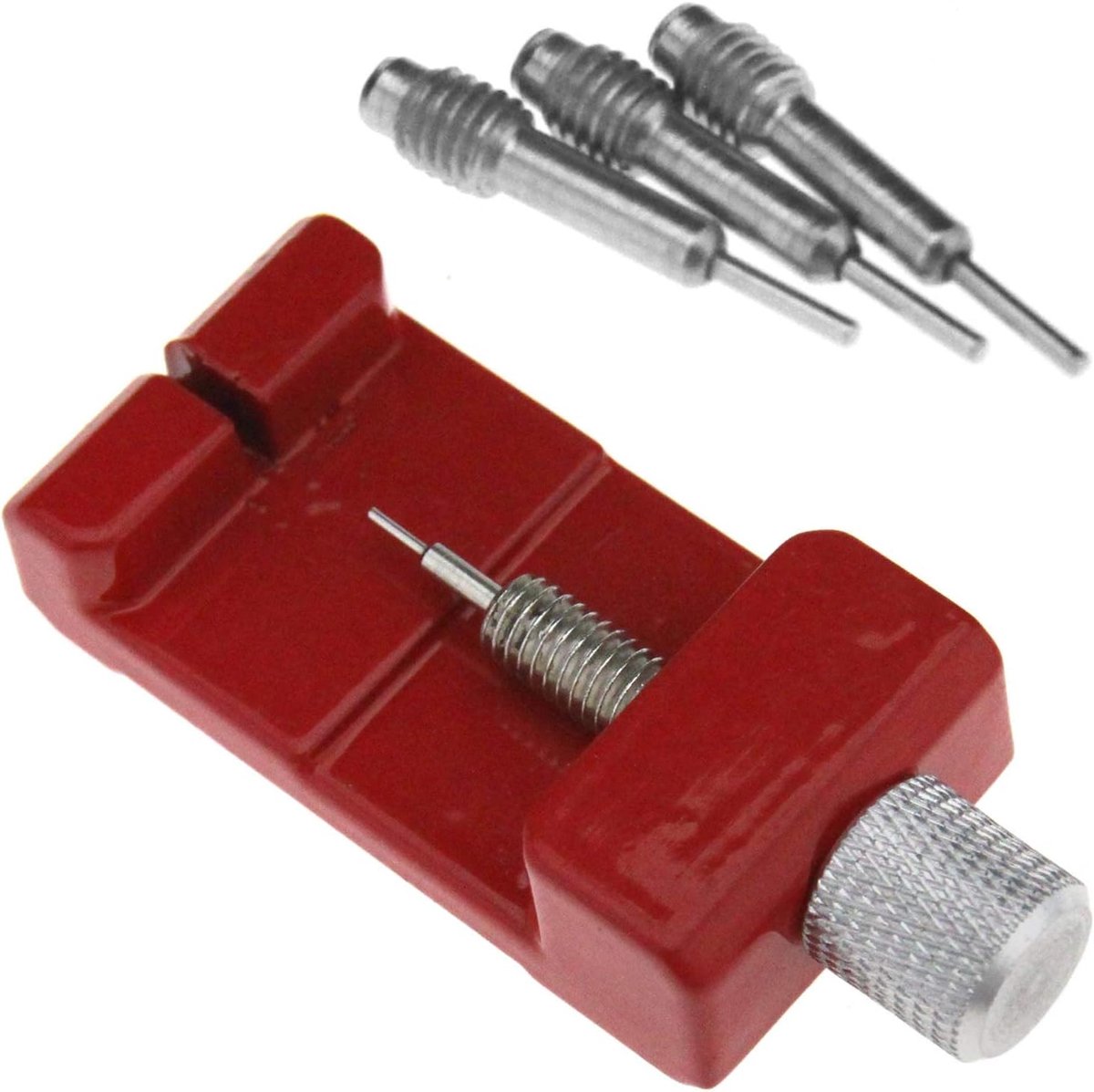 SnelShoppen - Horloge Band Link Pin Verwijder Tool Rood met 3 Vervangende Pins voor Horlogebanden tot 30mm Breed