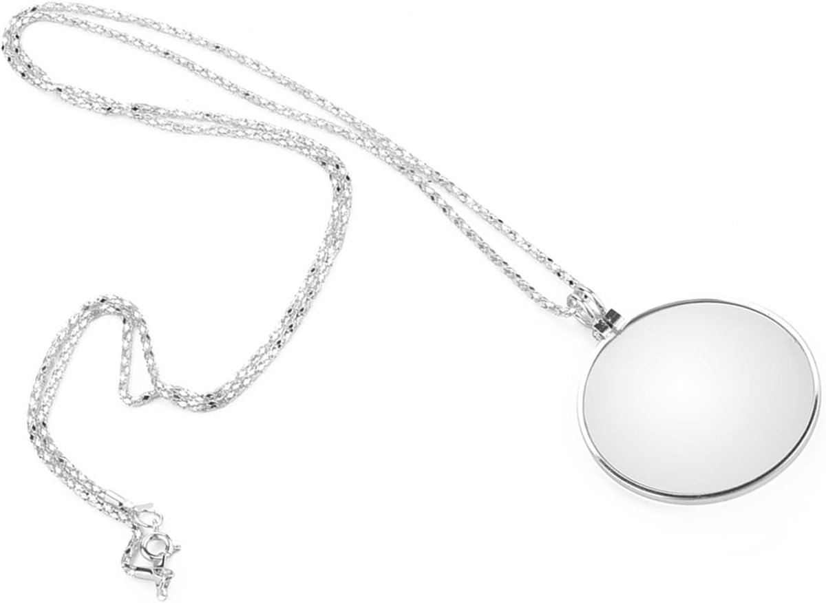 SnelShoppen - 5X Vergrootglas Monoculaire Lens met Hanger Ketting, Mini Draagbare Juweel Vergrootglas voor Lezen van Kranten en Kaarten, Zilver