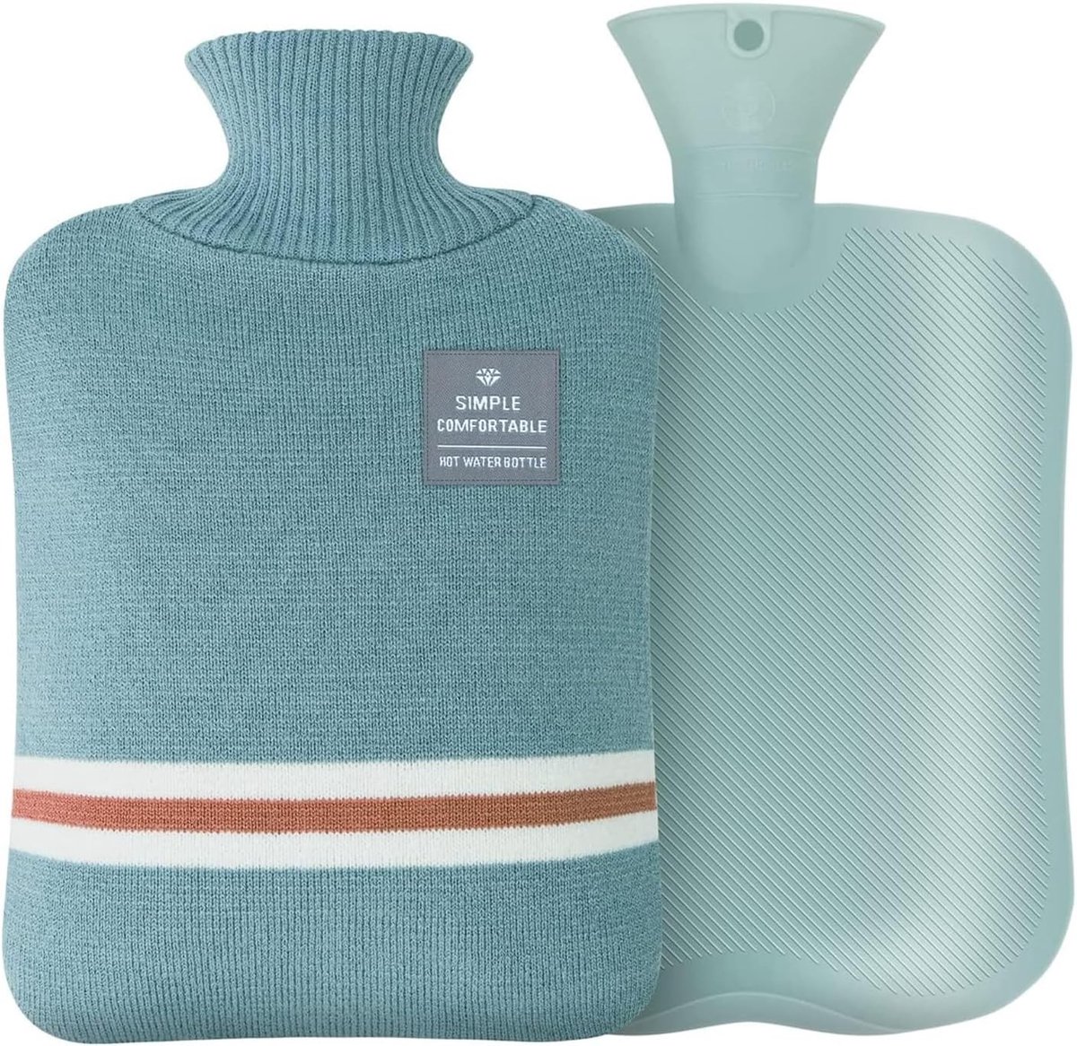 Grote 2 Liter Warmwaterkruik met Zachte Gebreide Hoes - Lekvrij en Perfect voor Pijnverlichting en Warmte- en Koude Therapie