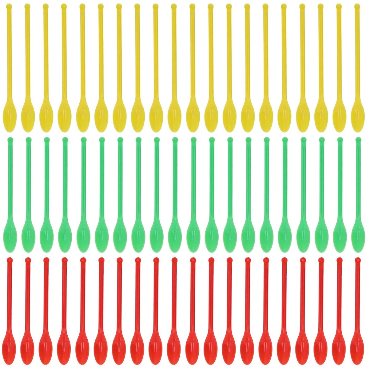 SnelShoppen - 60PCS Laboratorium Lepels Plastic Dubbelzijdig Groen Rood Geel Meetlepel Experimentele Geneesmiddel Lepel Maatbeker Micro Lab Spatel Mon