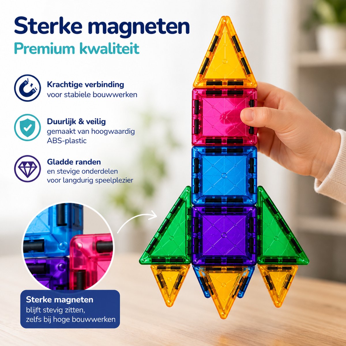 Joyage Magnetische tegels Reisset - Mini Magnetic tiles travel set - 26 stuks - Magnetisch bouwspeelgoed - Magnetisch speelgoed voor onderweg - Montessori Speelgoed voor in de auto vliegtuig - Magna tiles travel set - Magneten speelgoed constructie — afbeelding 7