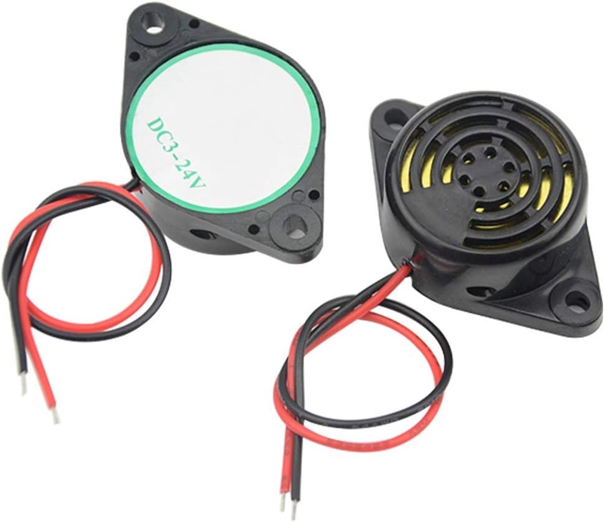 SnelShoppen - Elektronische Buzzer Alarm Geluid DC 3-24V, Continu Geluid, Lange Pieptoon (5 Stuks) + 9V Blok Stekker Aansluitkabel, Ideaal voor Veilig