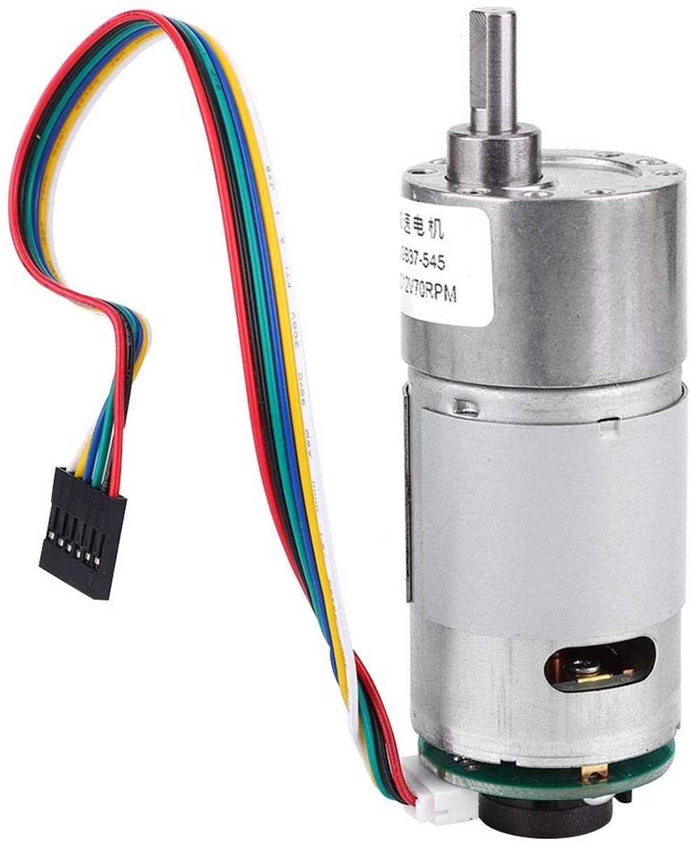 SnelShoppen - DC 12/24V 10-1500RPM Grote Snelheidsreductiemotor met Encoder, Eccentrische Uitgangsas, 37mm Diameter, 12V 300RPM, Duurzaam en Roestvrij