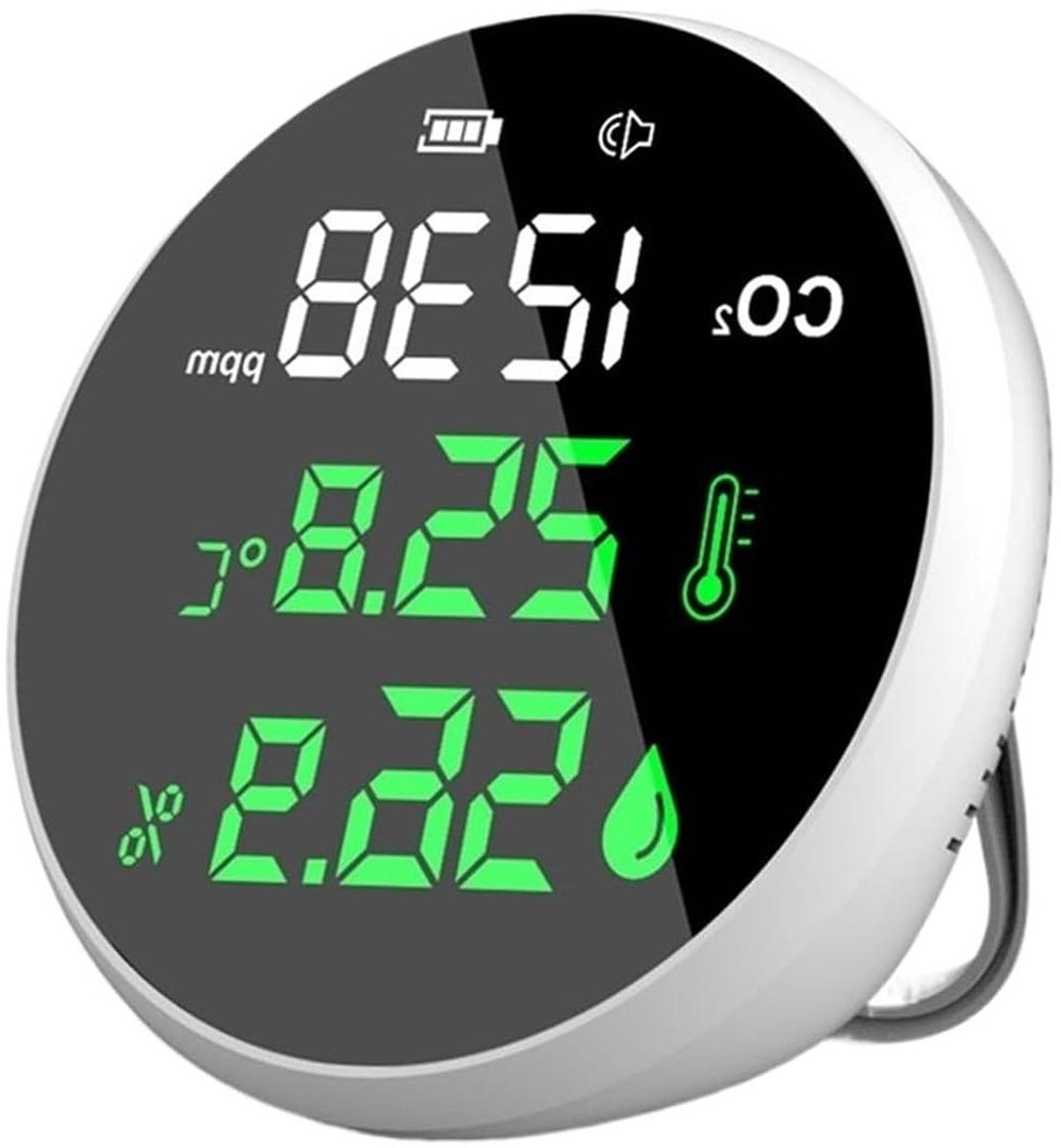 CO2 Meter - Luchtkwaliteitstester Hygrometer - Luchtkwaliteit Monitoren - Realtime Waarschuwing - 1x1x1 cm - Wit