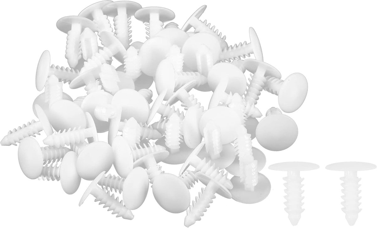 A ABSOPRO Universal 5mm Push Bumper Fixing Clips White Rivets - 50 Pieces - ShopVlot