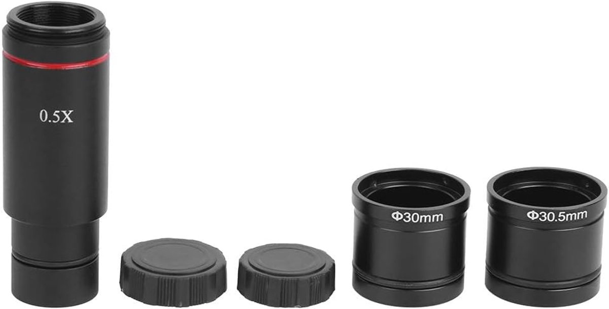 SnelShoppen - 0.5x C-Mount Microscoop Camera Adapter met Adapterringen voor Biologisch en Stereo Microscoop - ABS 23.2mm 30mm 30.5mm - Duurzaam en Geb