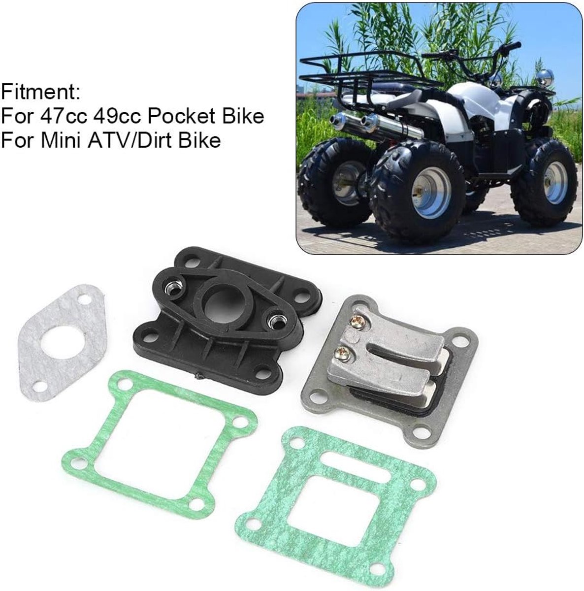 Carburetor Accessory, Reed Valve Mainfold Kit for 47cc 49cc Pocket Bike Mini ATV/Dirt Bike Performance Membrane - ShopVlot