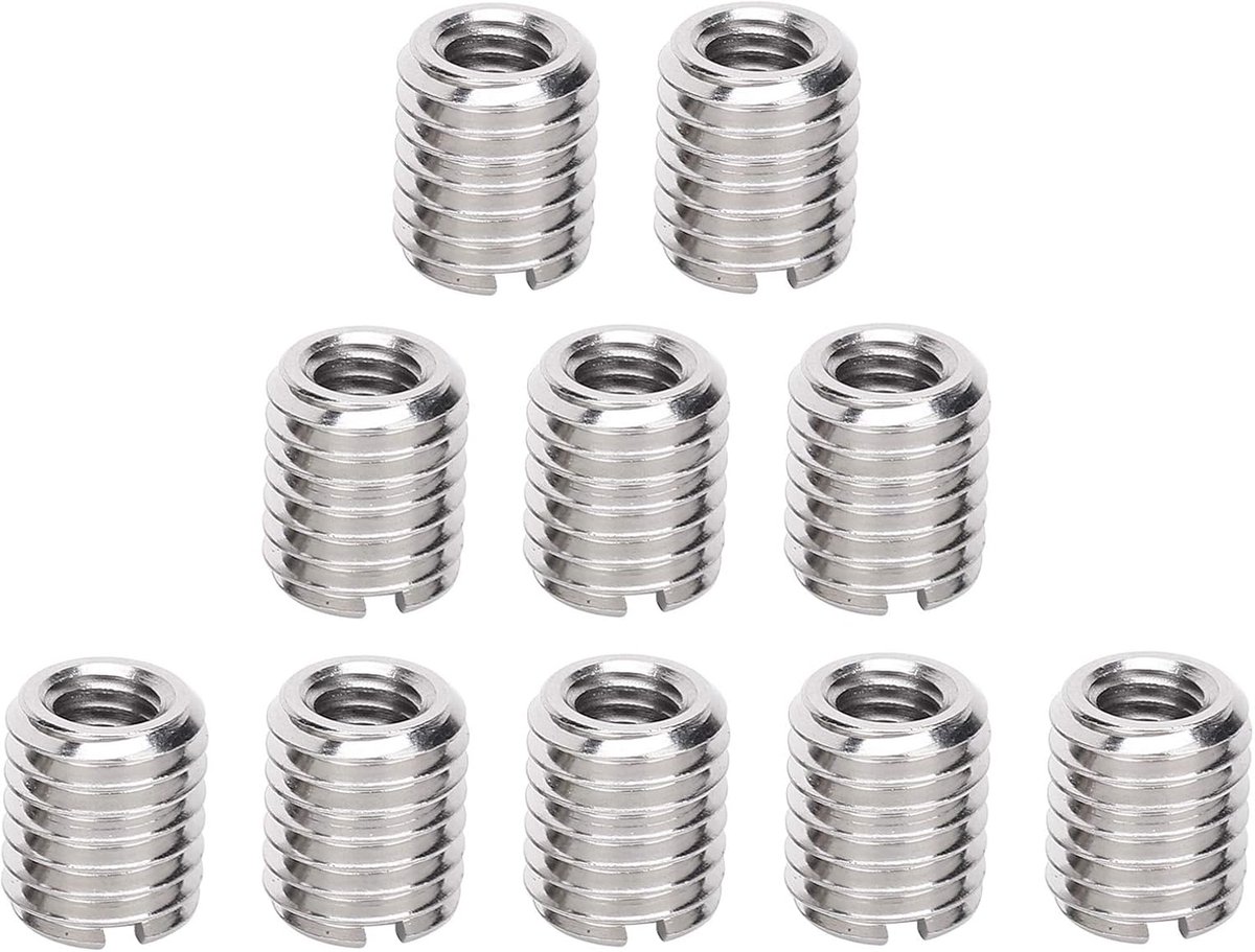 SnelShoppen - 10 Stuks Insteekmoer Reparatie M6 X 1.0 Vrouwelijk en M10 X 1.5 Mannelijk Draad Verlenger Gereedschap Bevestigingsaccessoire RVS