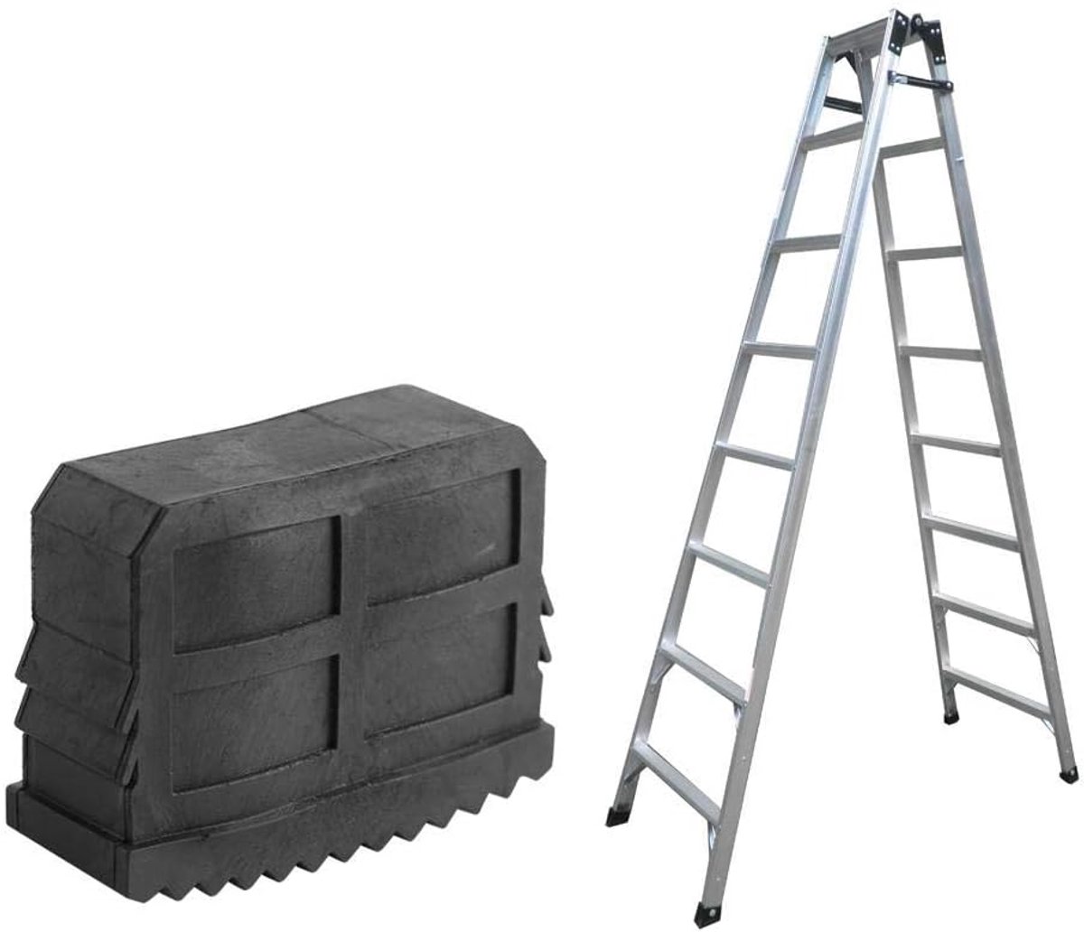 SnelShoppen - 2 Stuks Rubber Ladder Voeten, Antislip Vervangende Laddervoet Mat, Zwart, 6 x 4.5 x 2.2 cm, Geschikt voor Aluminium Ladder