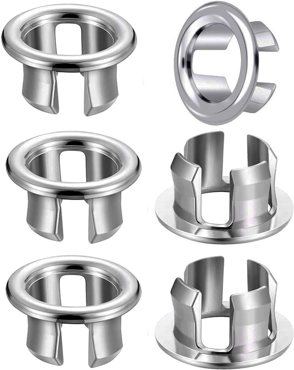 SnelShoppen - Sink Overflow Ring 6 Stuks Gaatjes Deksel Keuken Kraanafvoer Dekking ABS Kunststof Zilver Modern Decoratief