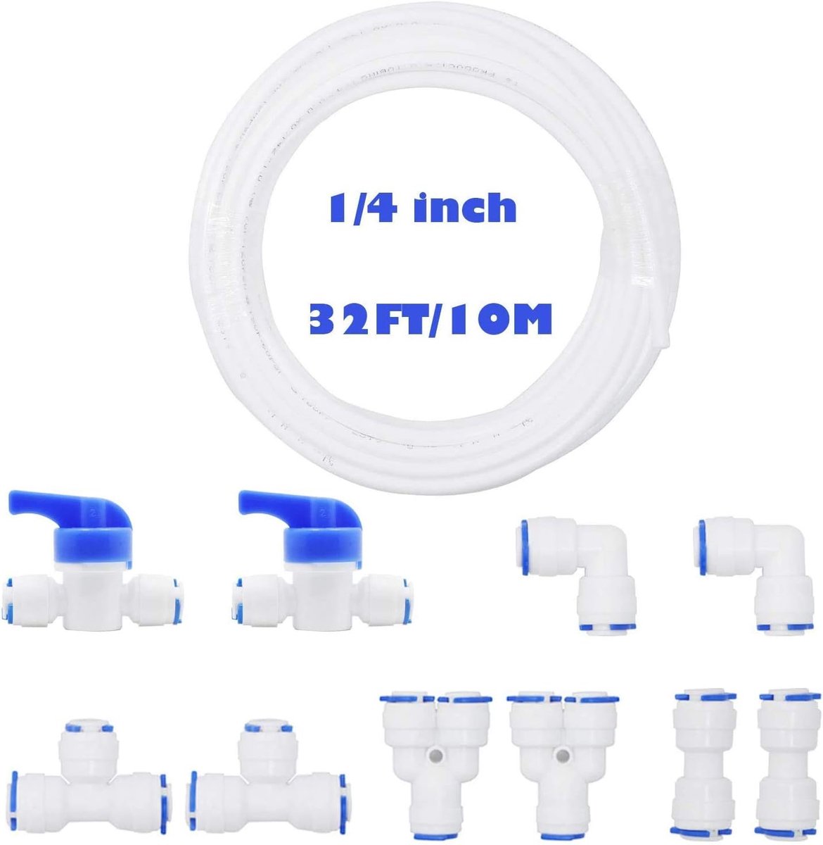 SnelShoppen - 10m Koelkast Slang, 1/4 Inch Water Slang met Pushfit Aansluitingen, Perfect voor Koelkasten, Waterfilter Systemen, IJs Machines, en Meer