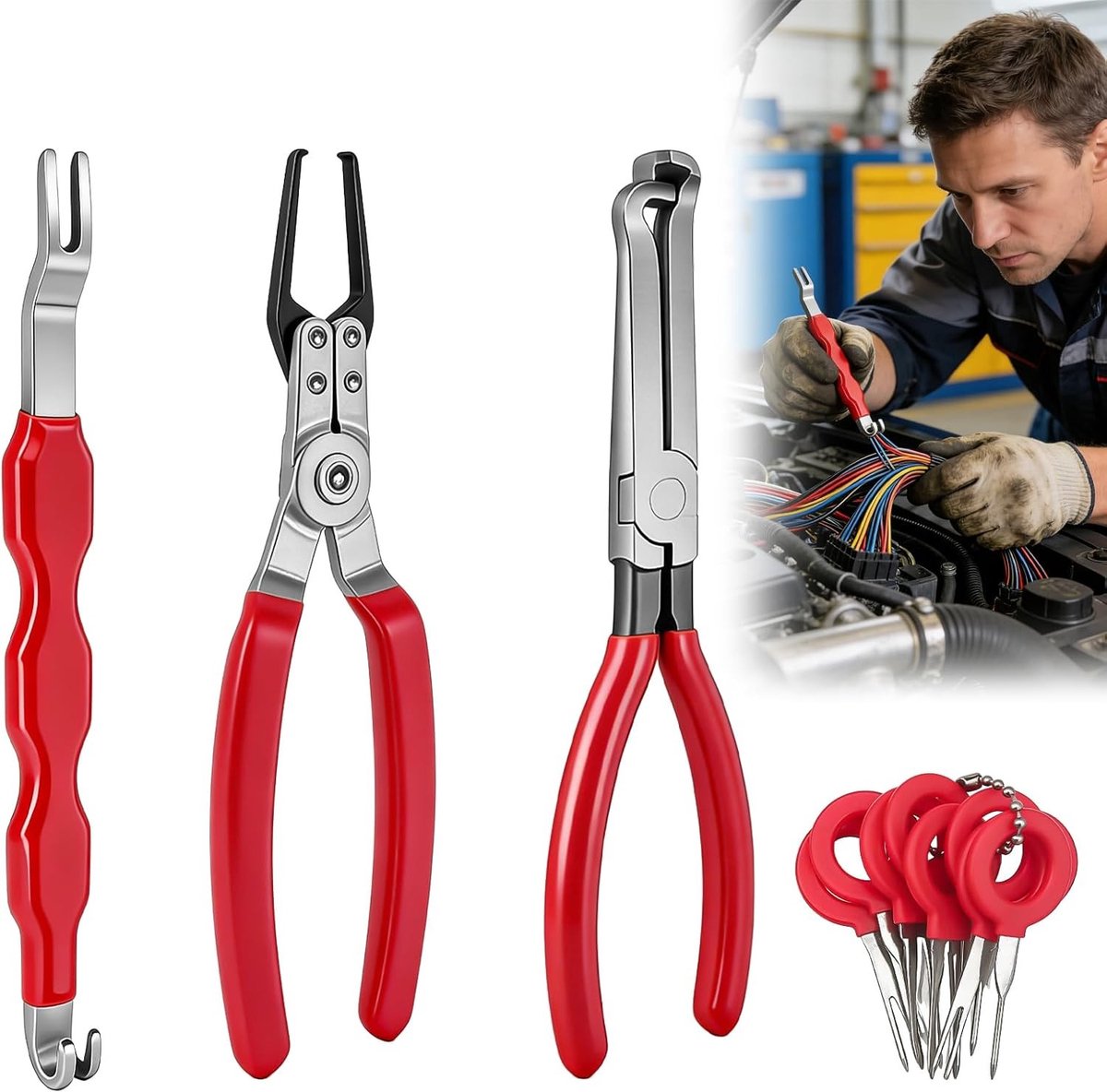 4 stuks universele elektrische connectoren, scheidingsgereedschap voor auto-reparatie, stekkertrekker en onderhoudsset voor voertuigen