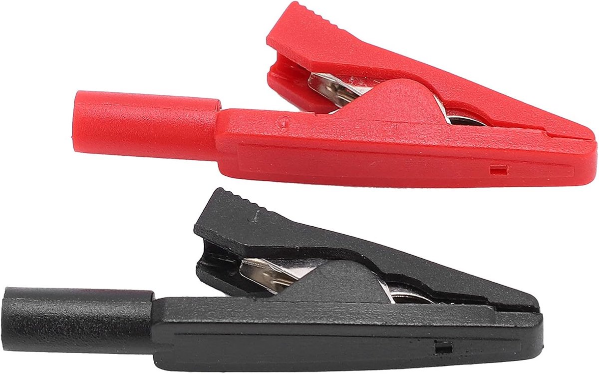 SnelShoppen - 5 Set Krokodillen Klemmen 2mm met Naaldconnector Rood + Zwart Geïsoleerde Clip Draadbeheer voor Testapparatuur Accessoires