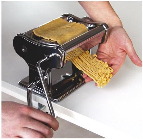 Pastamachine - Verse Pasta Maker - Zelf Pasta Maken - Roestvrij Staal - 20 x 14.5 cm - Grijs van Pastamachine — afbeelding 3