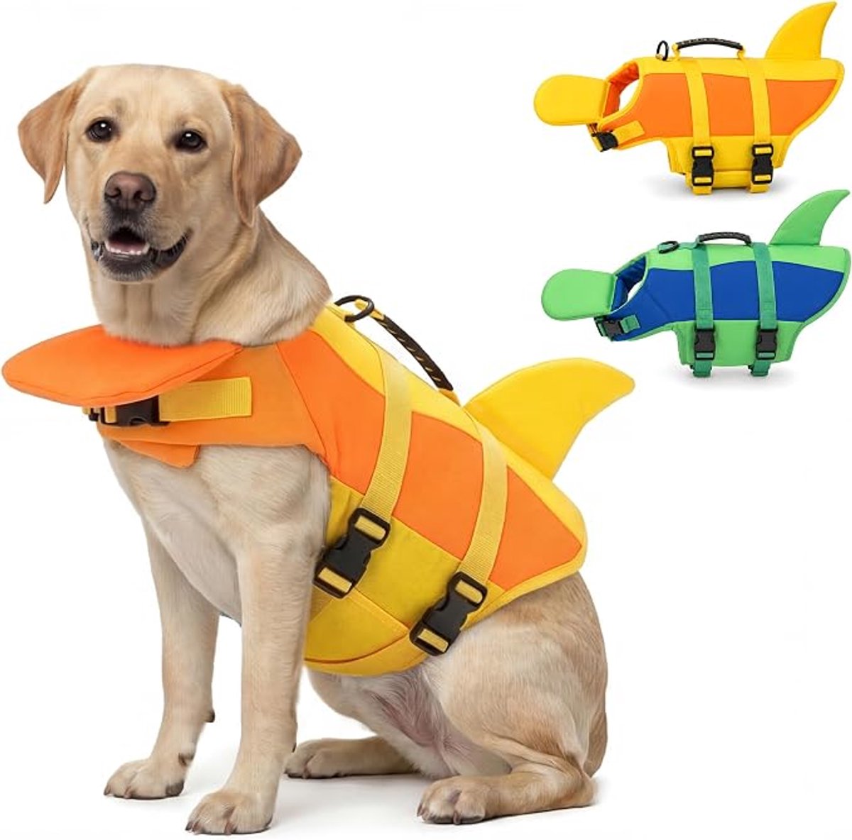 KZQ Reddingsvest voor honden - Reflecterend en veilig reddingsvest voor honden met reddingshandvat - Geschikt voor kleine, middelgrote en grote honden - Geel - Maat M