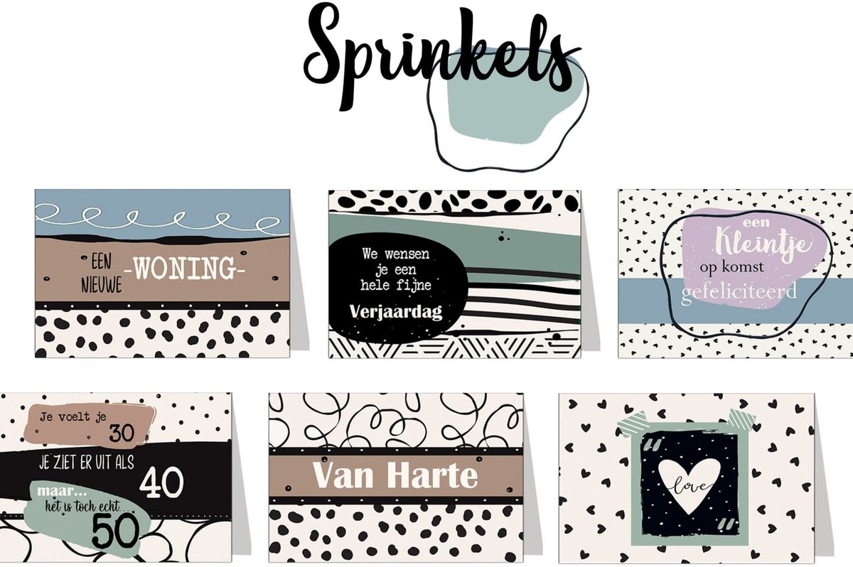 Sprinkels 17x11 complete serie inclusief display in bruikleen, topkaart en backcards