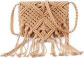 Schoudertasje Handgemaakt Macramé - Dames - Bruin