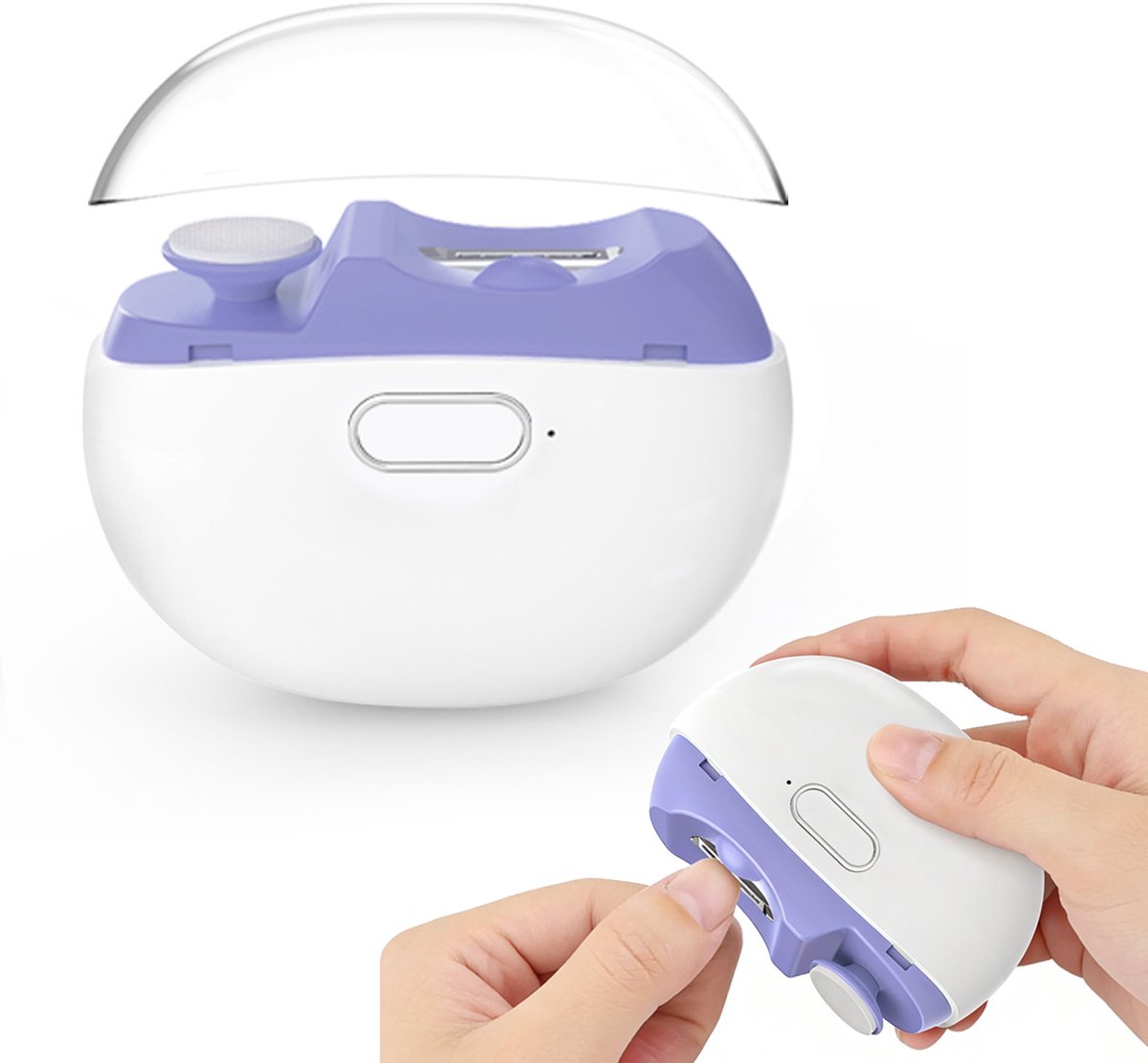 Fokelyi - 3-in-1 Elektrische Nagelknipper - Nageltrimmer Met Vijl En Polijstfunctie - 3 Snelheden - LED-Licht -Automatische Nagelknipper -Inclusief Opvangbak En Reinigingsborstel - USB Oplaadbaar