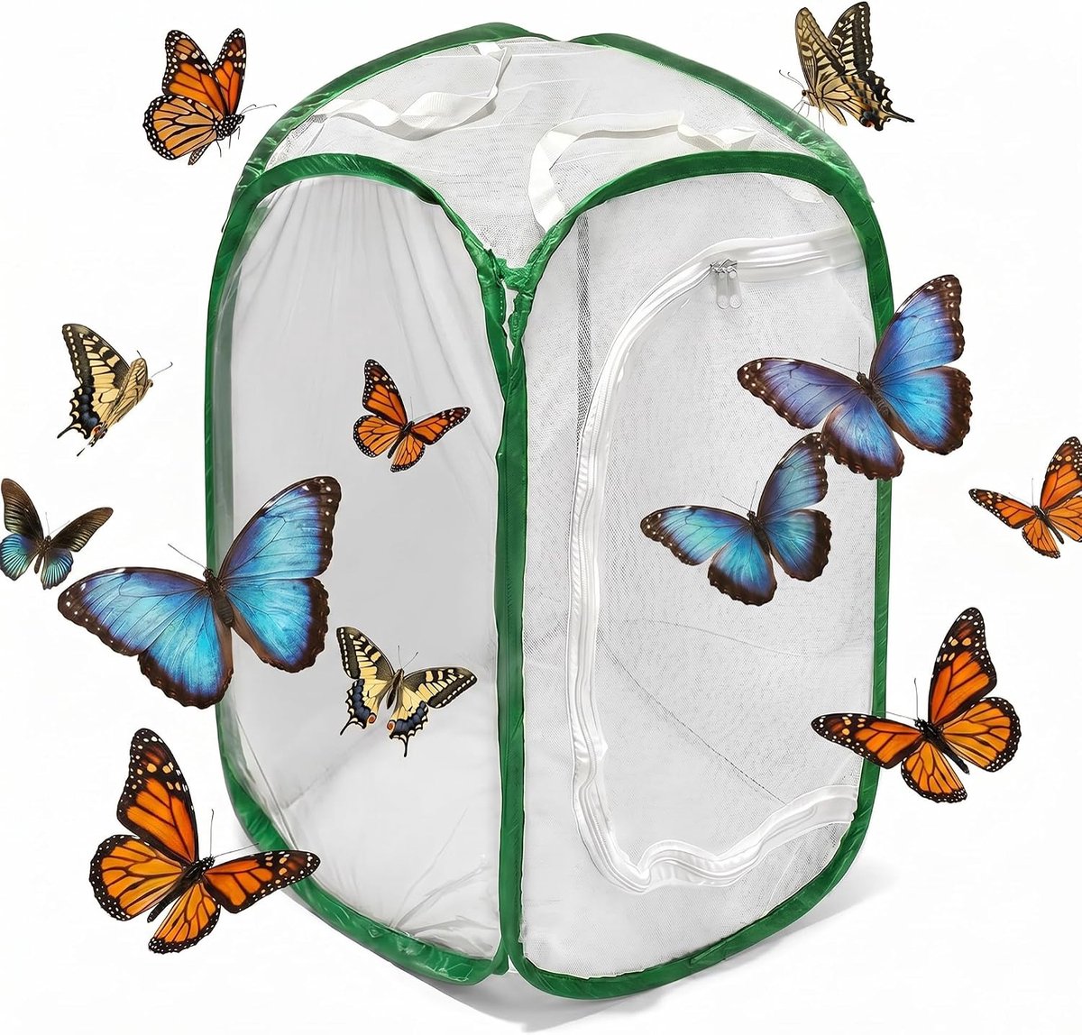Insectenhabitat - 40 * 40 * 60 cm - Insecten- en vlinderhabitat - Opvouwbaar vlinderhuis - Gaasbak - Pop-up - Geschikt voor vlinders, insecten en zaailingen - groente