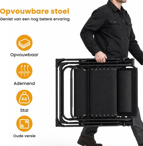 DAITORE - Opvouwbare Ligstoelen - Tuinstoelen - Verstelbaar - tot 150kg - Ademende Teslin-stof - met Kussen en hoofdkussen - Relaxstoelen - voor balkon, tuin, thuisgebruik en camping — afbeelding 5