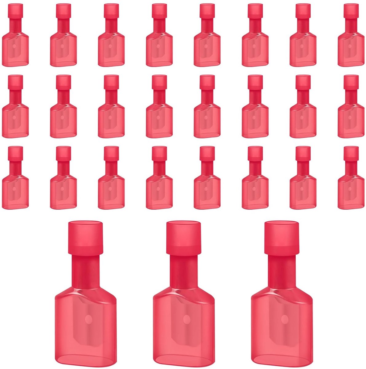 SnelShoppen - Pack van 100 Geïsoleerde Kabelschoenen, Nylon Plugs 22-16 AWG, Plat voor Voertuigen, Elektrische Aansluitingen, Rood, Corrosiebestendig