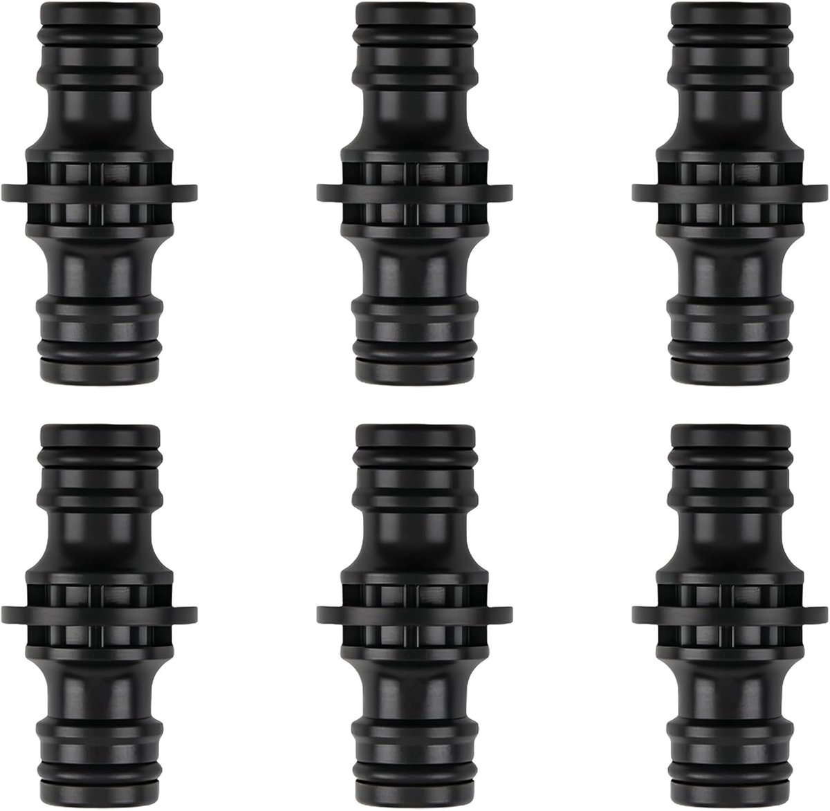 6 Pcs Hose Fitting,1/2 inch,PP Plastic Garden Hose Connector,Double Head Water Hose Fitting,Black Garden Hose - ShopVlot