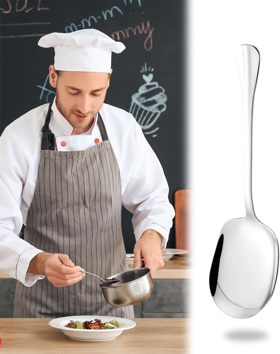 3 Stainless Steel Serving Spoons with Long Handles, Large Buffet Spoon, Large Serving Spoon, Large Spoon with Long - ShopVlot