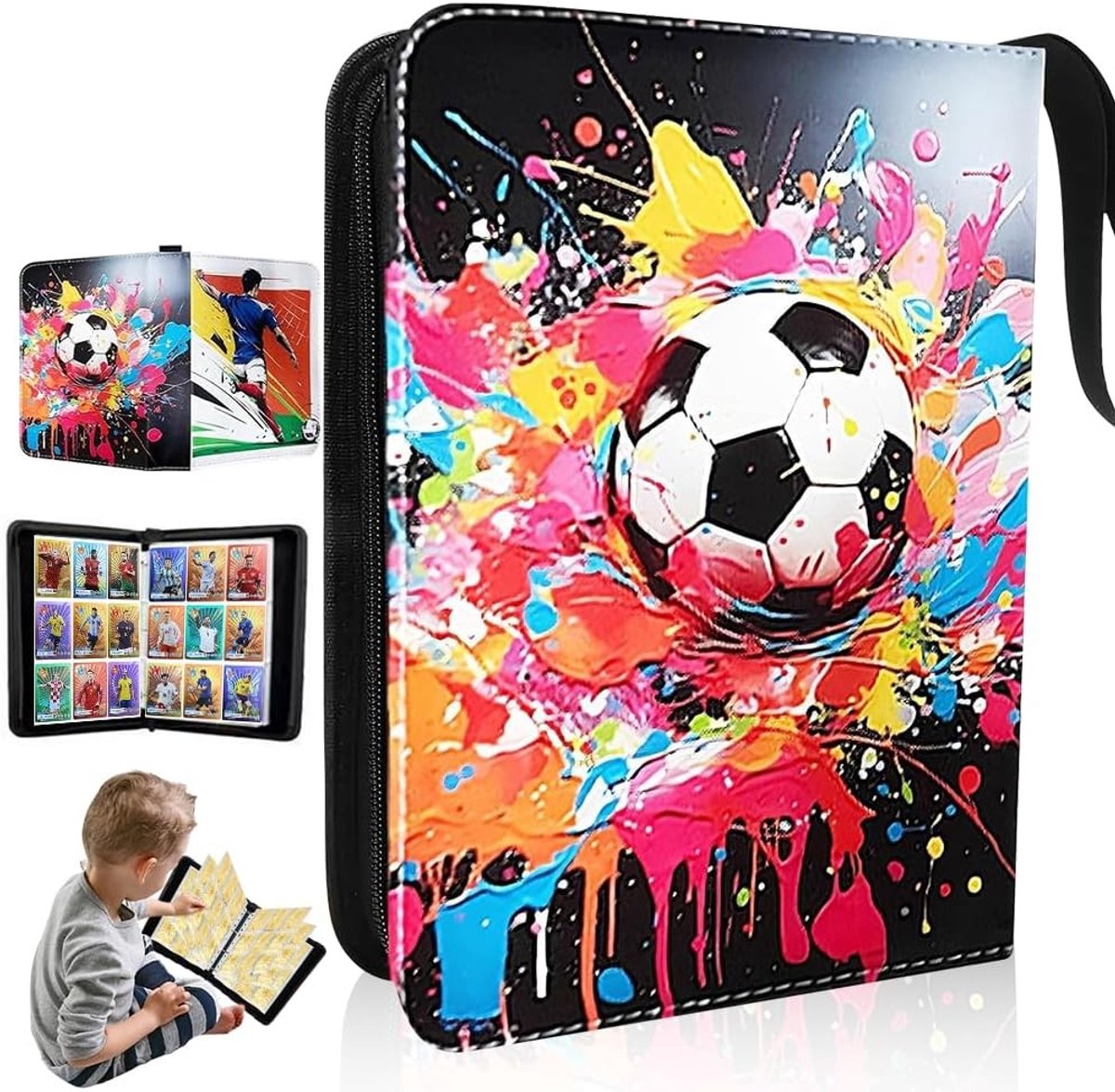 Voetbal kaarten album met 4 compartimenten voor 900 kaarten - Verzamelmap voor sportkaarten en ruilkaarten