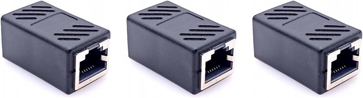 SnelShoppen - 3x RJ45 Coupler Ethernet Extender Adapter, Netwerk Connector voor Cat6 Cat5e Cat5, LAN Kabel Verlengconnector voor Thuis en Kantoor