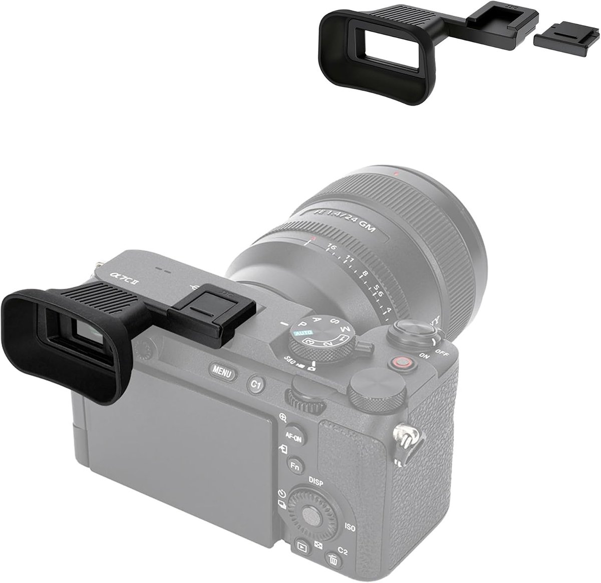 SnelShoppen - Long Soft Silicon Oculair Oogschelp met Cold Shoe Adapter voor Sony A7C II en A7CR Digitale Camera - Lichtblokkering en Bescherming - Er