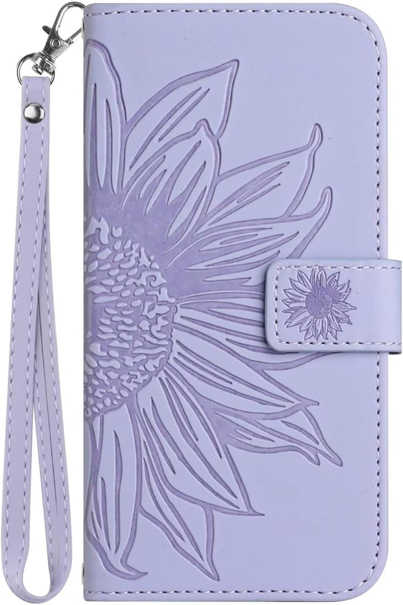 SnelShoppen - BORYA Beschermhoes voor Vivo V50 Lite 5G/4G - Kunstleer, Schokbestendig, Met Kaartvak, Magneetsluiting, Zonnebloem, Violet voor Dames