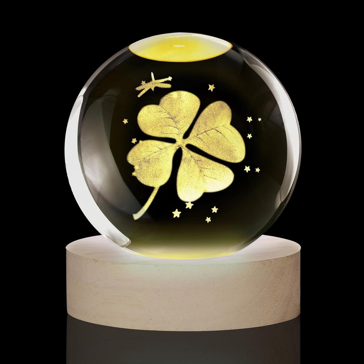 Glazen klavertje vier 6cm - 3D crystal sphere - 7 kleuren - gelukssymbool voor huisdecoratie - ShopVlot