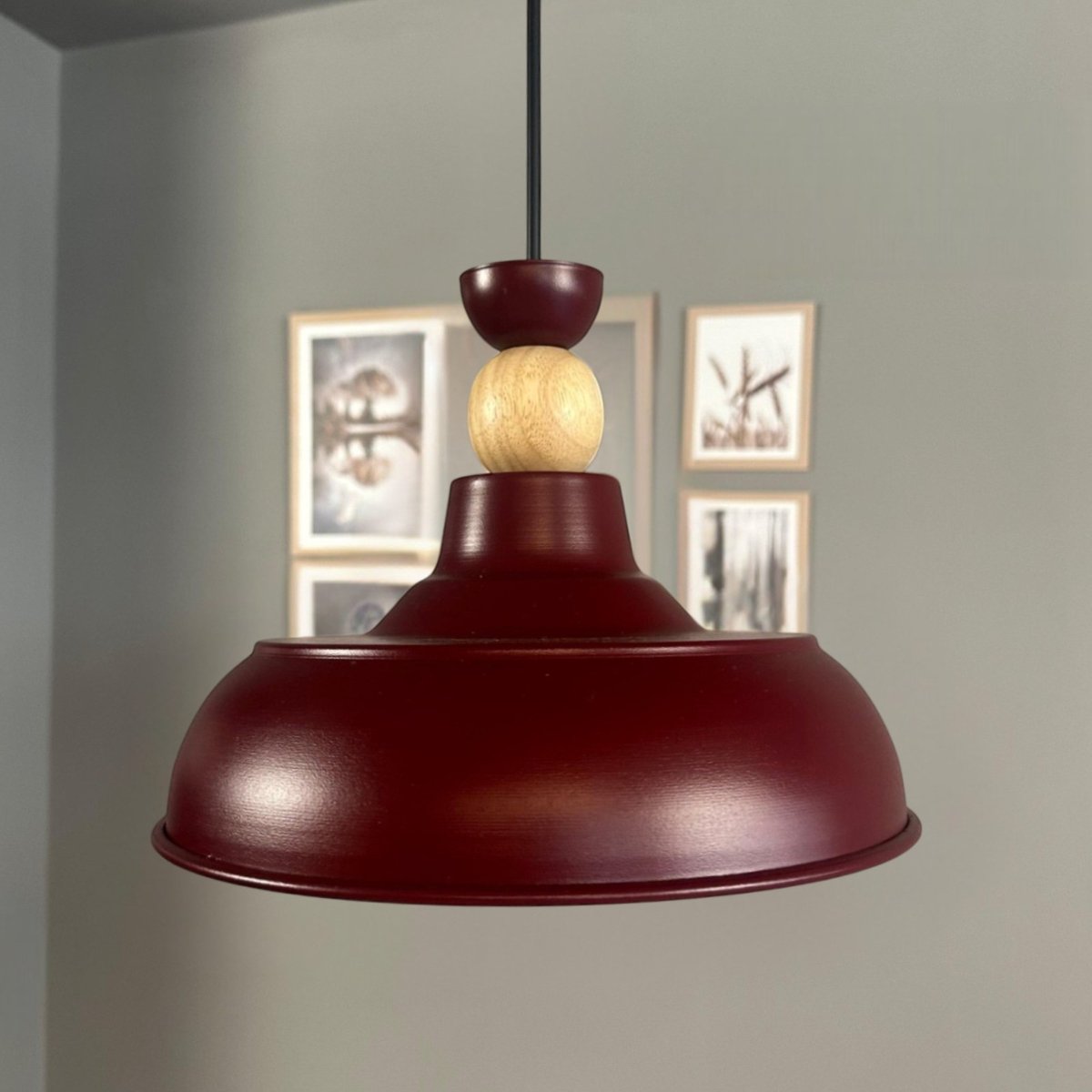 Bamyum Veluna hanglamp, industriële Modern stijl, Ø26 cm, bordeaux metalen lamp