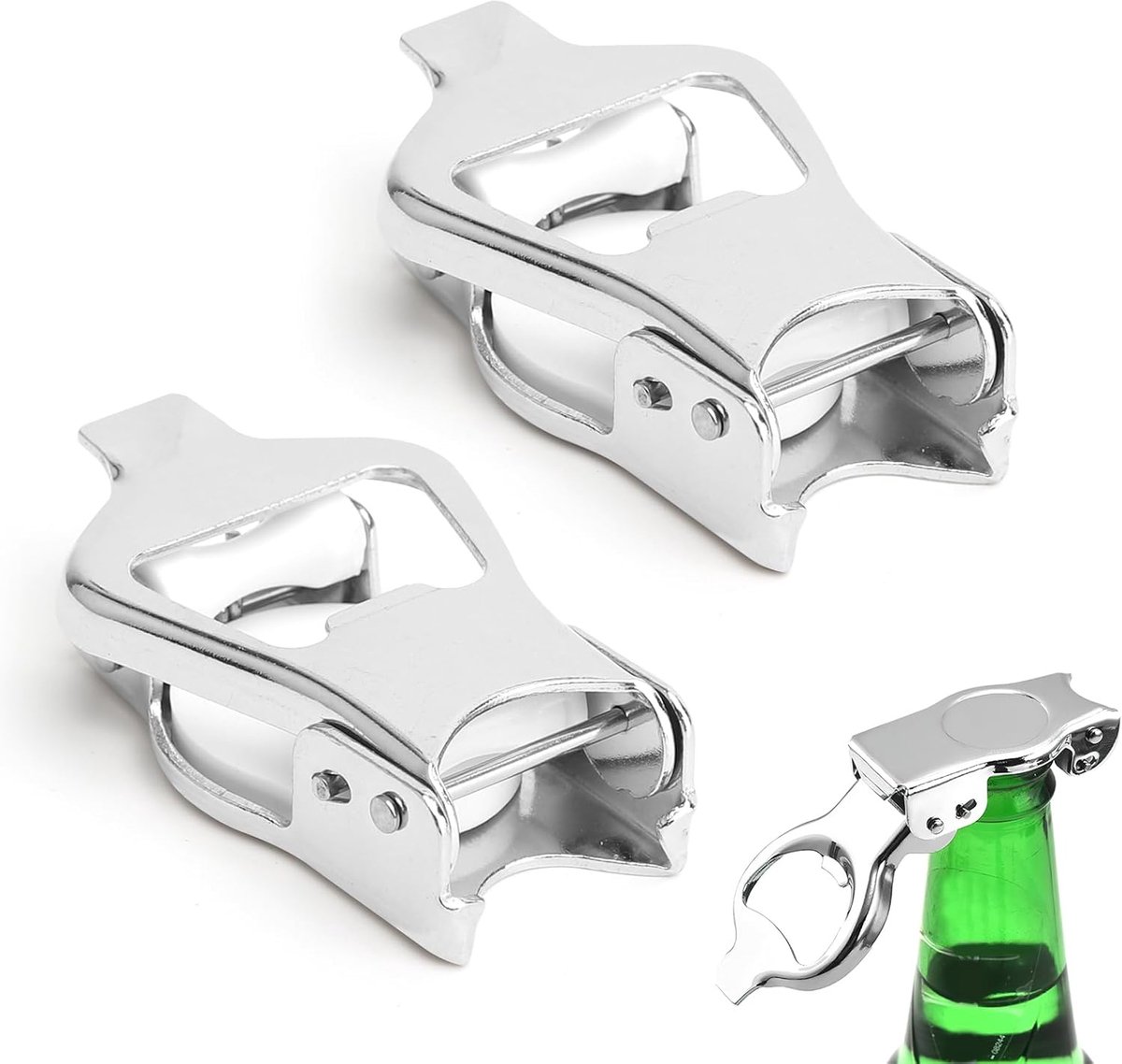 SnelShoppen - 2 Stuks RVS Flessenopener, Opvouwbare Flessenopener, Draagbare Bierflesopener, Geschikt voor Bar, Feest en Camping, Hoogwaardige Materia