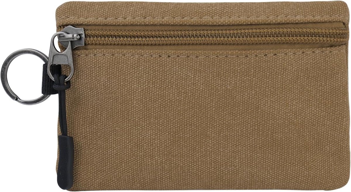 SnelShoppen - Mini Handtas, Wasbaar, Canvas, Kleine Portemonnee met Sleutelhanger en Ritsvak, Sleuteltas voor Dagelijks Gebruik, Winkelen, Reizen, Kha