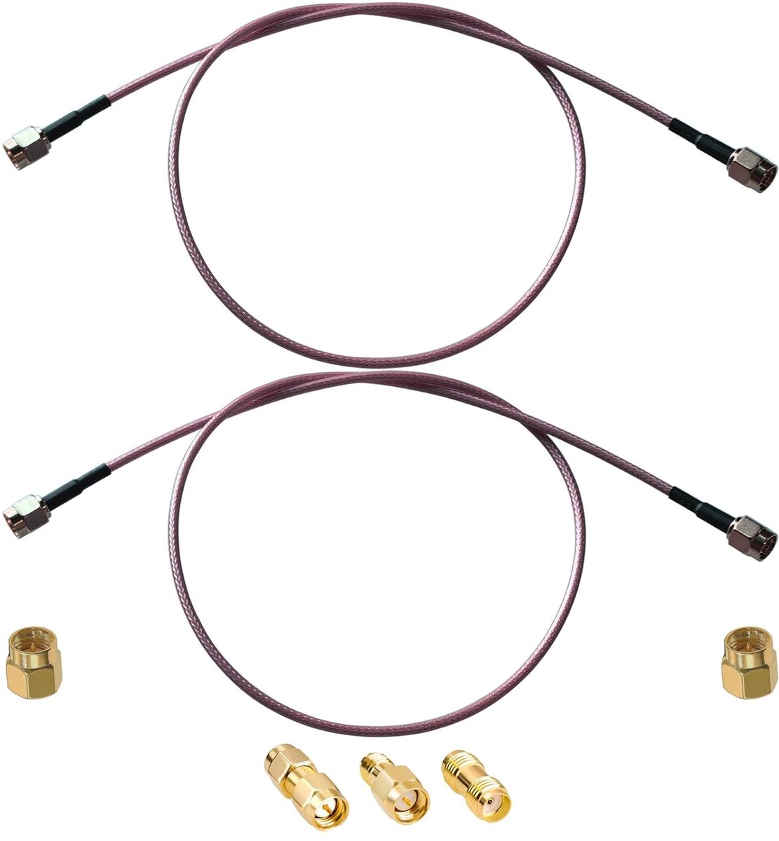 SnelShoppen - 2 Stuks SMA Plug naar Plug RG316 Coaxkabel 50cm - Hoge Temperatuur Weerstand, Lage Verliezen, Perfect voor Antenneverbindingen