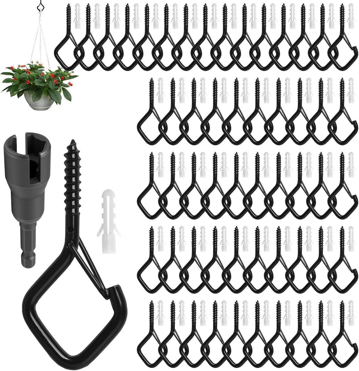 Schroefhaken 55 stuks - roestvrij staal - met fuse - ideaal voor bevestigen - ShopVlot