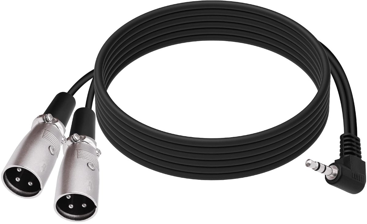 SnelShoppen - 3.5mm TRS naar Dubbele XLR Microfoon Y-splitter Kabel 90 Graden 1/8 Inch TRS naar 2 XLR Plug Audio Patch Kabel 1.8m voor Mengpaneel en V