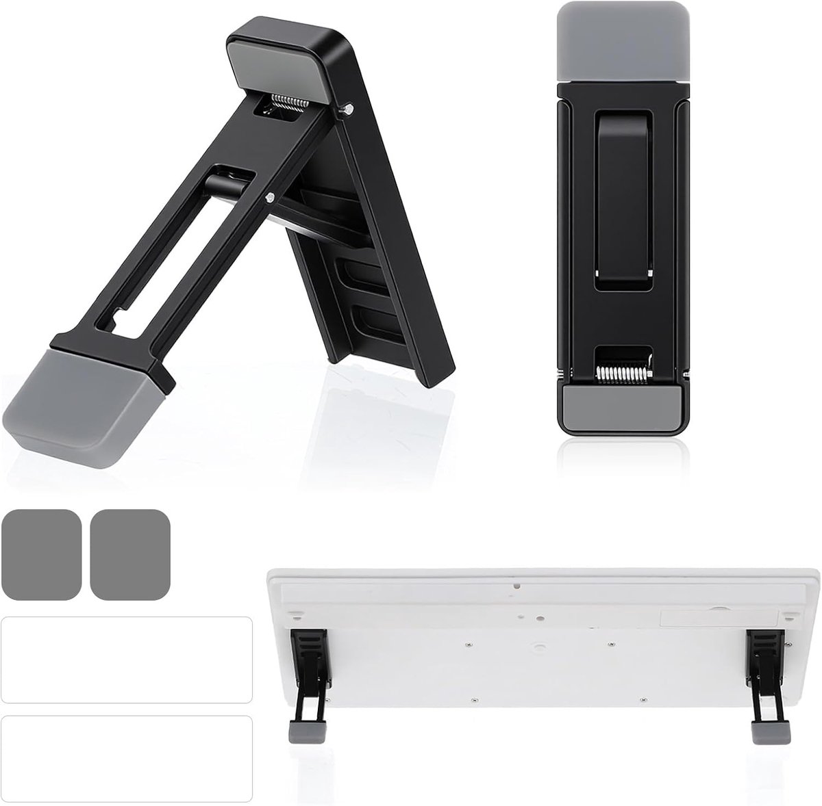 SnelShoppen - Keyboard Boost, Draagbare Toetsenbordstandaard, Mini Laptopstand, Zwart, Vouwbare Riser voor de Meeste Toetsenborden, Set van 2
