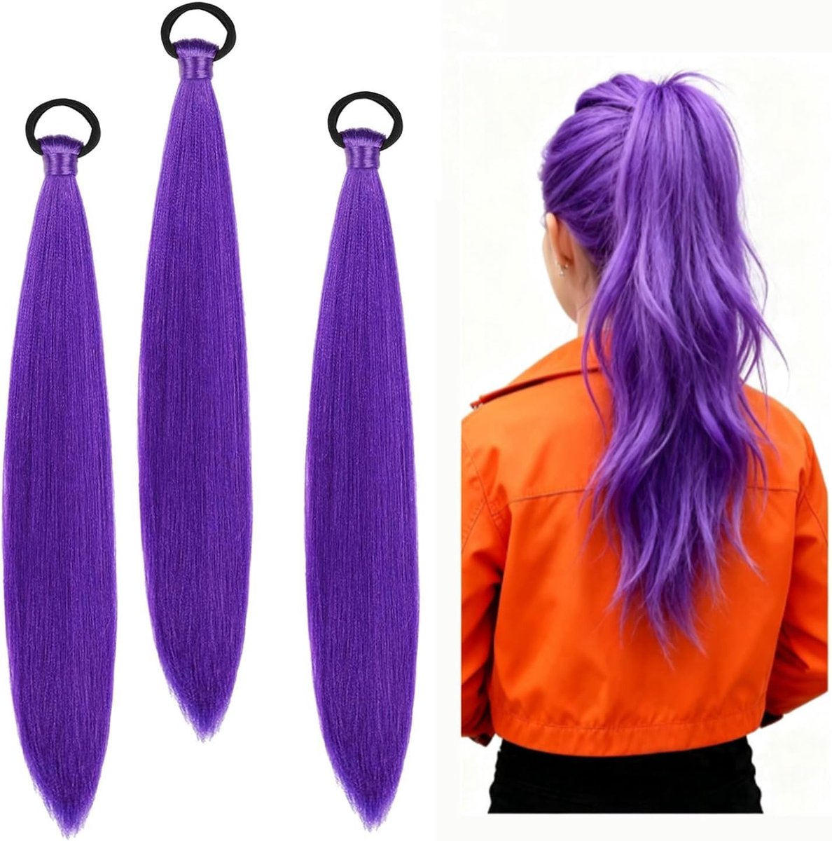 SnelShoppen - Pack van 3 Paarse Haar voor Vlechten, 26 Inch Paarse Synthetische Haar voor Vlechtaccessoires voor Lange Pruik Haar Vlecht Haar Extensio