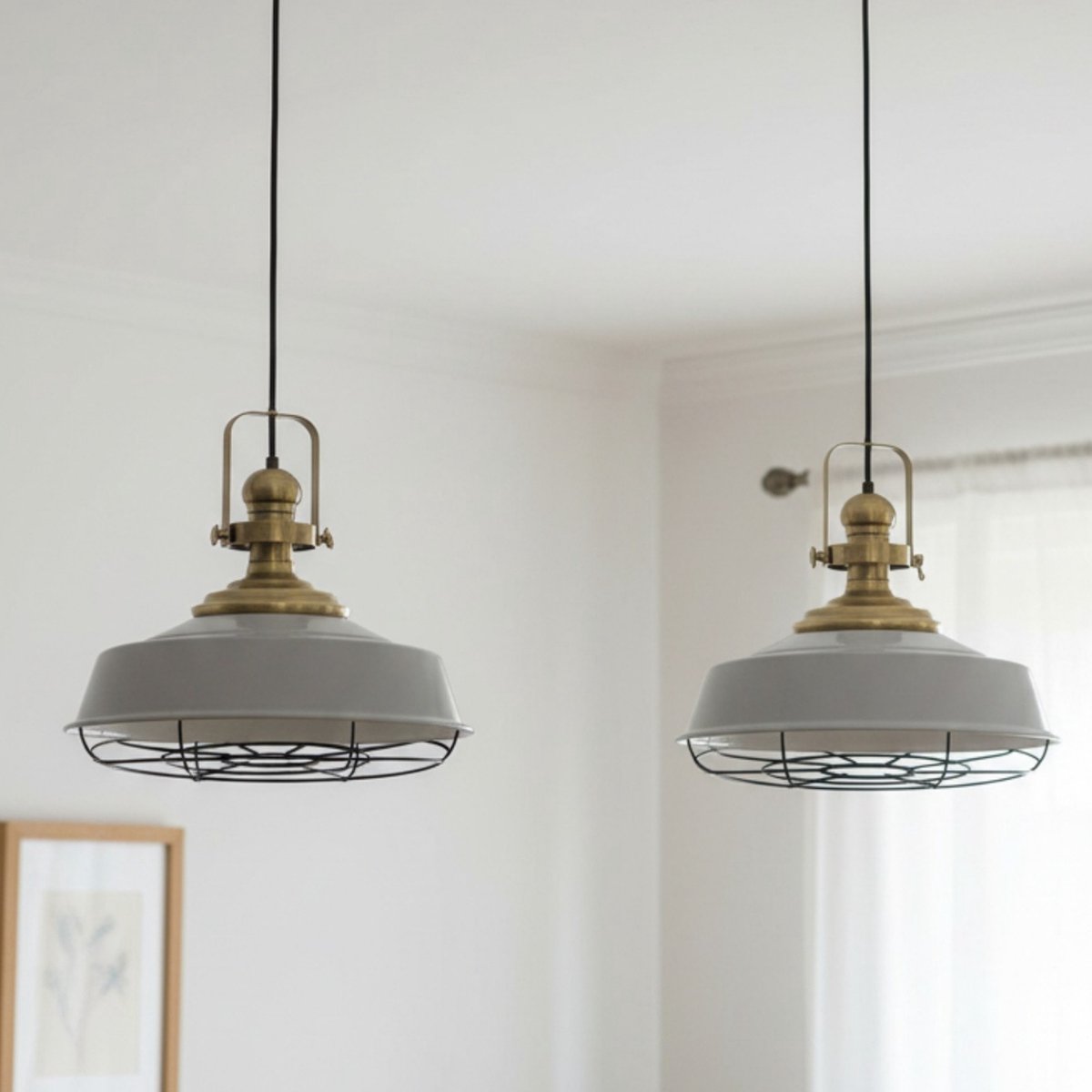 Bamyum Asletl hanglamp, industriële Modern stijl, Ø41 cm, grijs metalen lamp