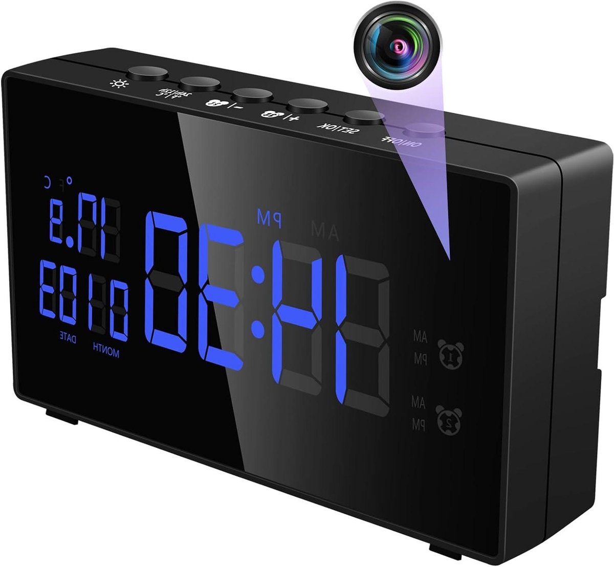 Digitale Klok Camera - Verborgen Camera - Thuis Bewaken - Bewegingsdetectie Nachtzicht - 1080p HD Resolutie - Zwart