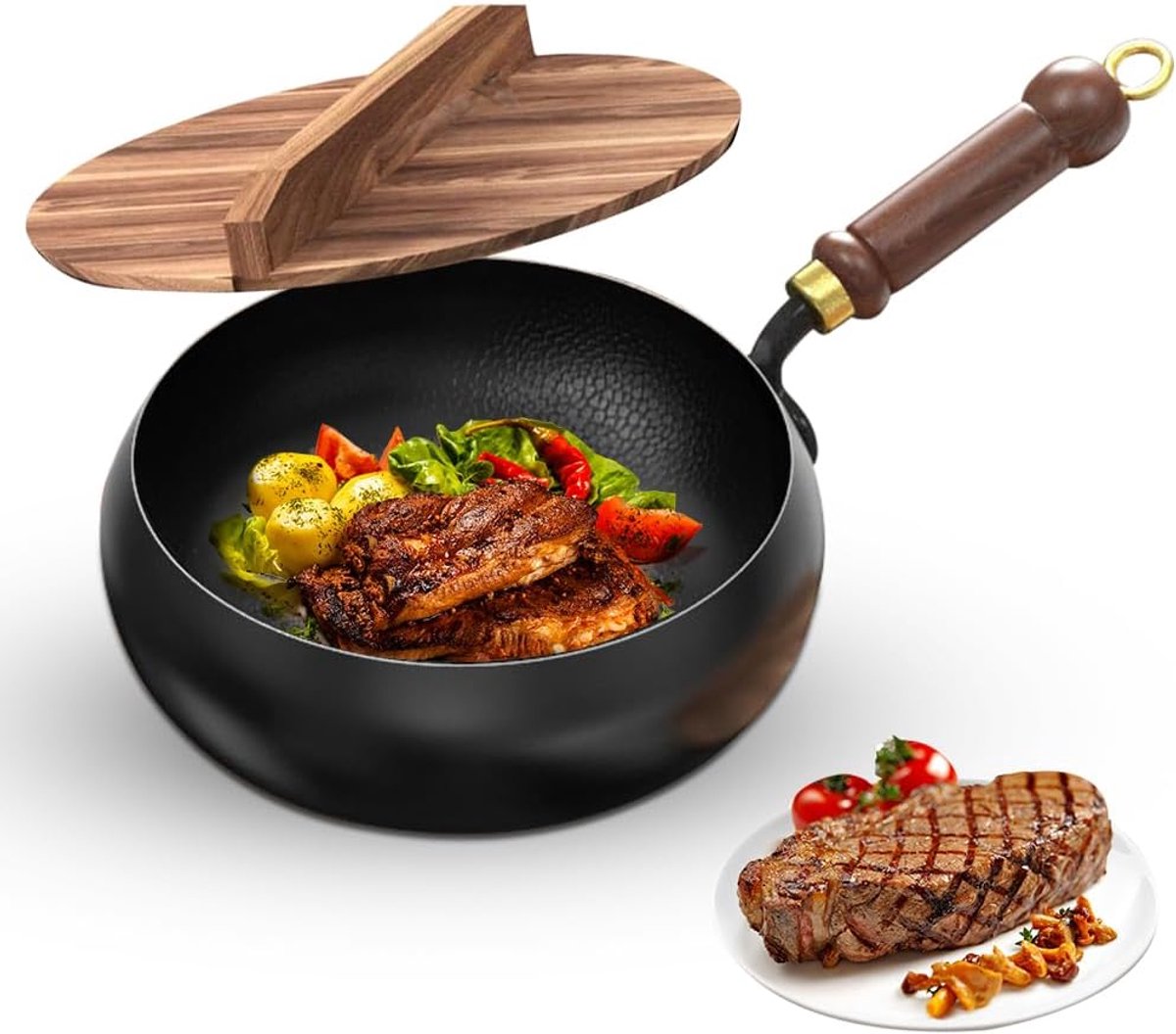 Ijzeren pan 26,5 cm - handgesmeed - zonder coating - gezond koken - ShopVlot